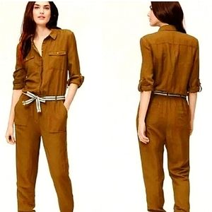 Anne Taylor Loft Utility Jumpsuit Womens Sz Medium 55% Linen NWT